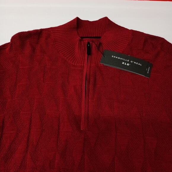 New Shaquille O'Neal 1/4 Zip Flag Red Pullover Sweater Men's Size 3XLT - Picture 3 of 7